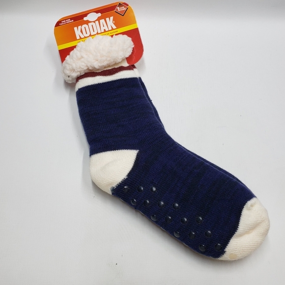 New Kodiak Home Sock Non Slip Blue White One Size Warm Cozy - Picture 2 of 8